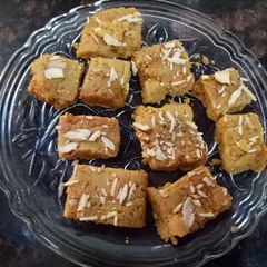 A picture of Besan + malai barfi.