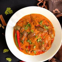 Dahi Baingan (Eggplant in Yoghurt Gravy) A picture of Dahi Baingan (Eggplant in Yoghurt Gravy).