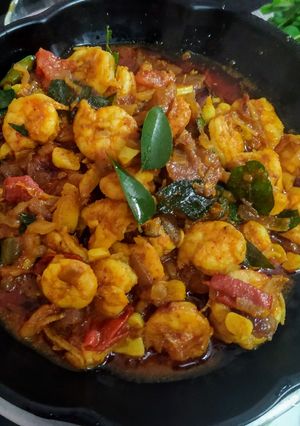A picture of Kerela style roasted Prawn.