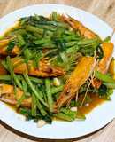 「蝦醬空心菜」炒蝦頭食譜