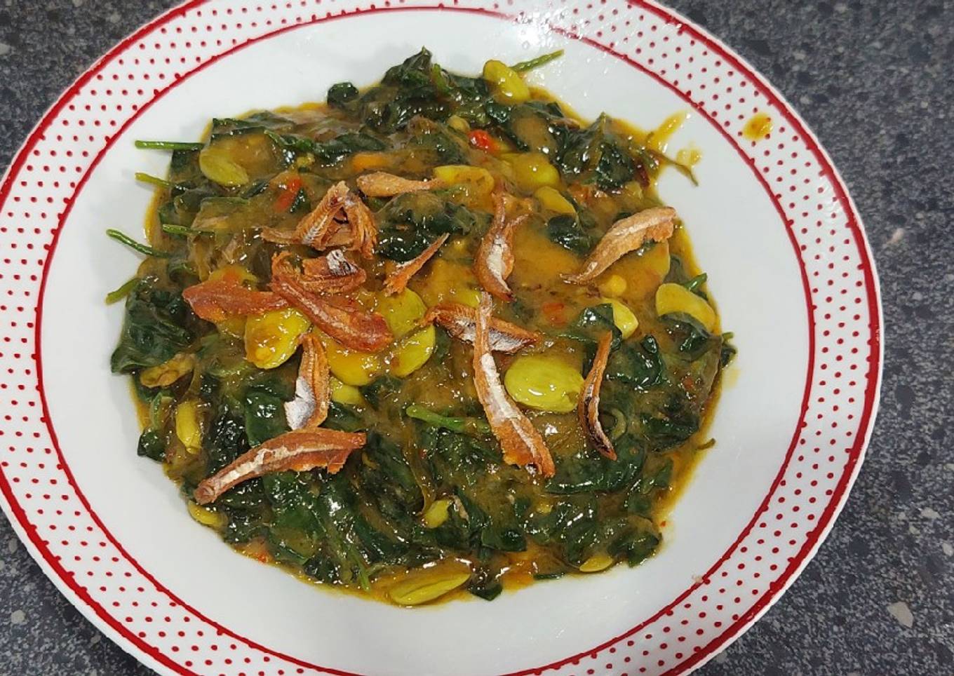 Bayam brazil masak sambal tempoyak bersama petai