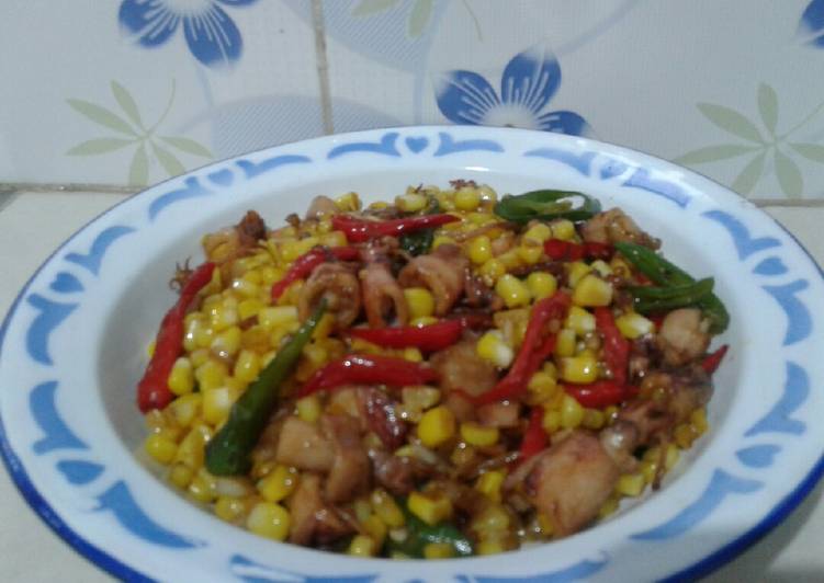 Resep Oseng Cumi asin dengan jagung manis yang nikmat