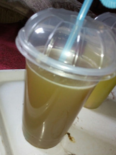 A picture of Apple n cucumber drink.