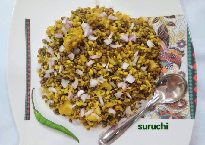 Sprouted Moong/green gram stir fry