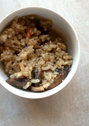 A picture of Mushroom risotto.