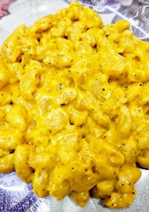 Una foto de Mac and cheese / macarrones con queso