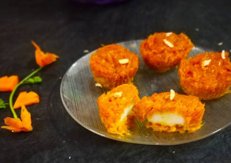 Baked cheese stuffed carrot muffin