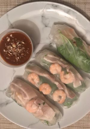 Una foto de Rollitos vietnamitas de panceta y camarones (fáciles y deliciosos)