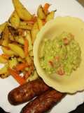 Potato wedges guacamole, and sausages #4weekschallenge