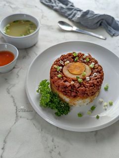 Foto resep Nasi tim ayam tempe