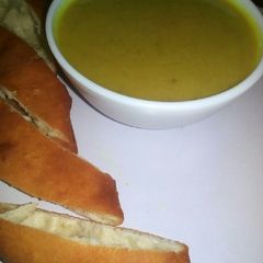 Spinach and coriander stem soup A picture of Spinach and coriander stem soup.