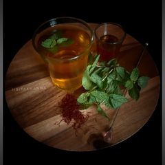 A picture of Al Zaeafran Nana Shai / Arabic style Saffron Mint Tea.