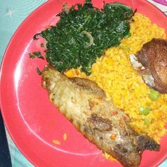 A picture of Fabulous vegetables jollof rice and turkey.