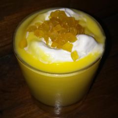 A picture of #mango  shake with ice-cream.