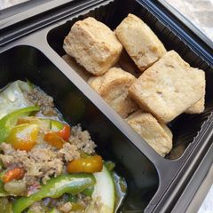 Awara with minced meat sauce A picture of Awara with minced meat sauce.