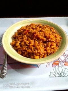 A picture of Scotch Bonnet Jollof Rice and Beans.