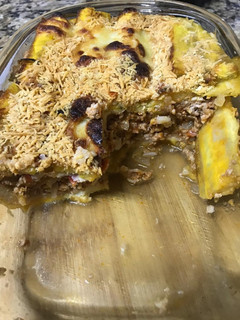 Una foto de Lasaña de plátano maduro