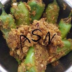 A picture of Bharva mirch ki sabzi/Stuffed Chilis.