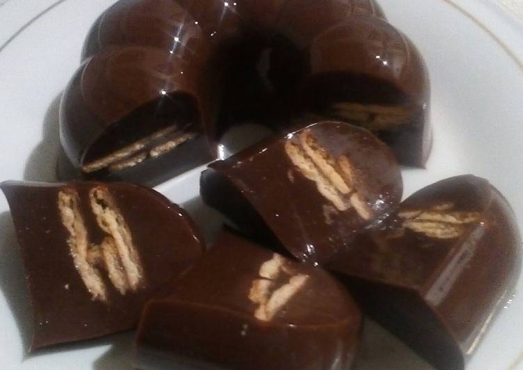 Puding Coklat Lapis Biscuit simple