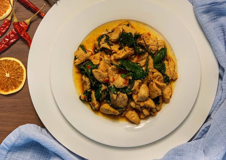 Recipe of Homemade Chicken stir fry with basil leave