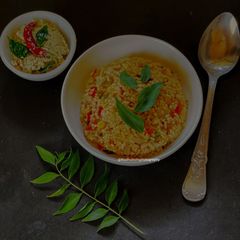 A picture of Foxtail Millet Upma with Coconut Chutney.