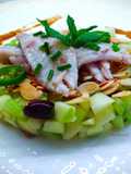 Red Mullet with Green Apple, Celery, Taggiasca Olives, and Toasted Sliced Almonds