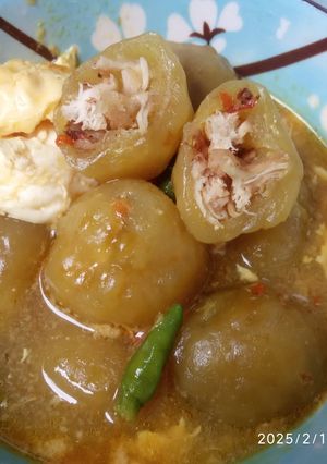 Foto resep Bakso Aci Isi Ayam Suwir Kuah Kuning