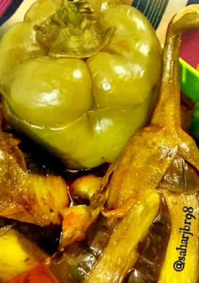 عکسی از دستور دلمه بادمجان و فلفل دلمه