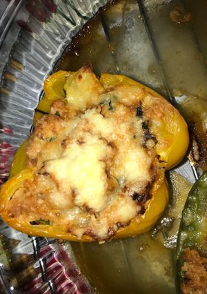 Foto de Pimento no Forno recheado com Soja, Legumes e Queijo 🤤