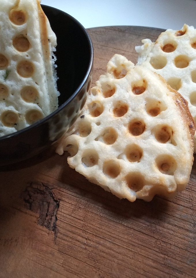 Una foto de Waffles salados... de arroz cocido y ciboulette! 😲 (sin gluten