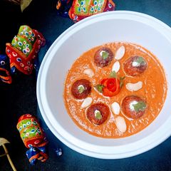 A picture of Rajasthani gulab jamun curry in Badami gravy.