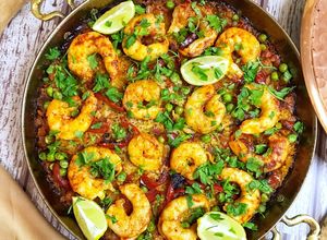 صورة لوصفة باييا بالجمبري 🥘🍤 Paella