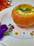 Pumpkin soup in pumpkin bowl