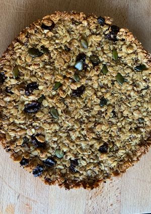 A picture of Seed and raisin flapjack.