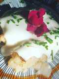 Falsos canelones de puerro con merluza y gambas