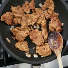 A picture of Seasoned Seitan (Steamed + Stir fried).