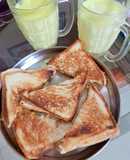 Cheese,potatoes,onion toast sandwich 🍞 with Haldi wala milk