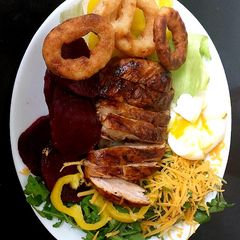 A picture of My Marinated Grilled Chicken 🐔 with Salad.
