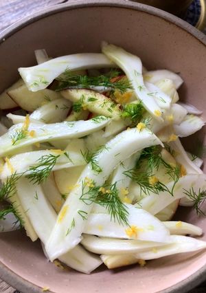 A picture of Fennel and apple salad.