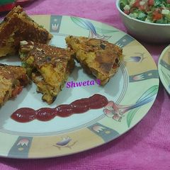 A picture of પુડલા સેન્ડવીચ (Pudala Sendwich Recipe in Gujarati) (Jain).