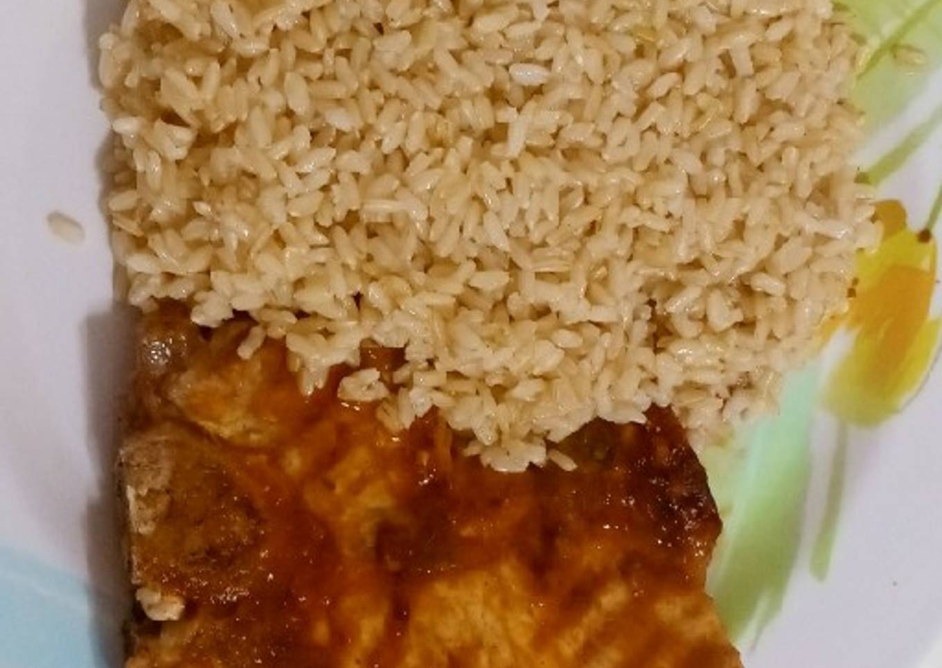 Pork rib with pumpkin and whisky sauce and rice