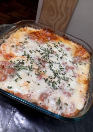Una foto de Lasagna a la bolognesa