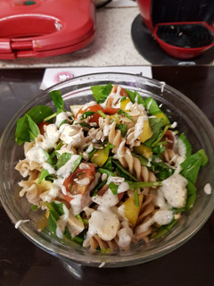 A picture of My Wholemeal fusili Cheese Salad 😉.