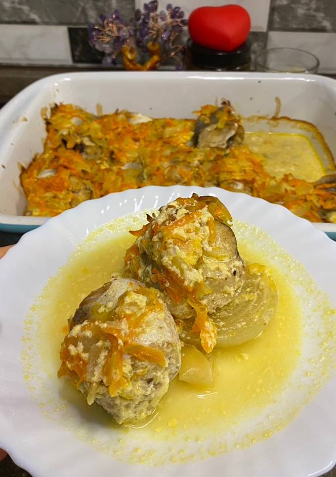 Хек з овочами в духовці😋