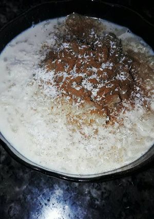 Una foto de Arroz con leche canela y coco fácil
