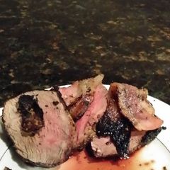 Brad's bacon wrapped grilled venison tenderloin A picture of Brad's bacon wrapped grilled venison tenderloin.