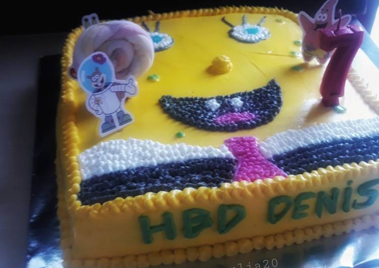 Rahasia Membuat Sponge bob B day cake yang Nikmat