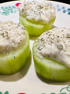 A picture of Ranch Cucumber 🥒 Bites 😋.