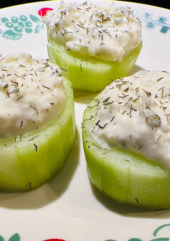 A picture of Ranch Cucumber 🥒 Bites 😋.