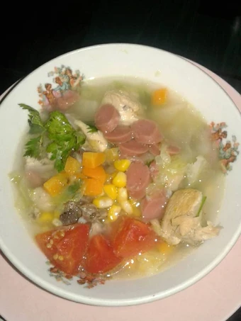 Cara Mudah Menyiapkan Resep Sup pelangi(jagung ayam sosis) yang Sempurna Anti Ribet, Bikin Ngiler